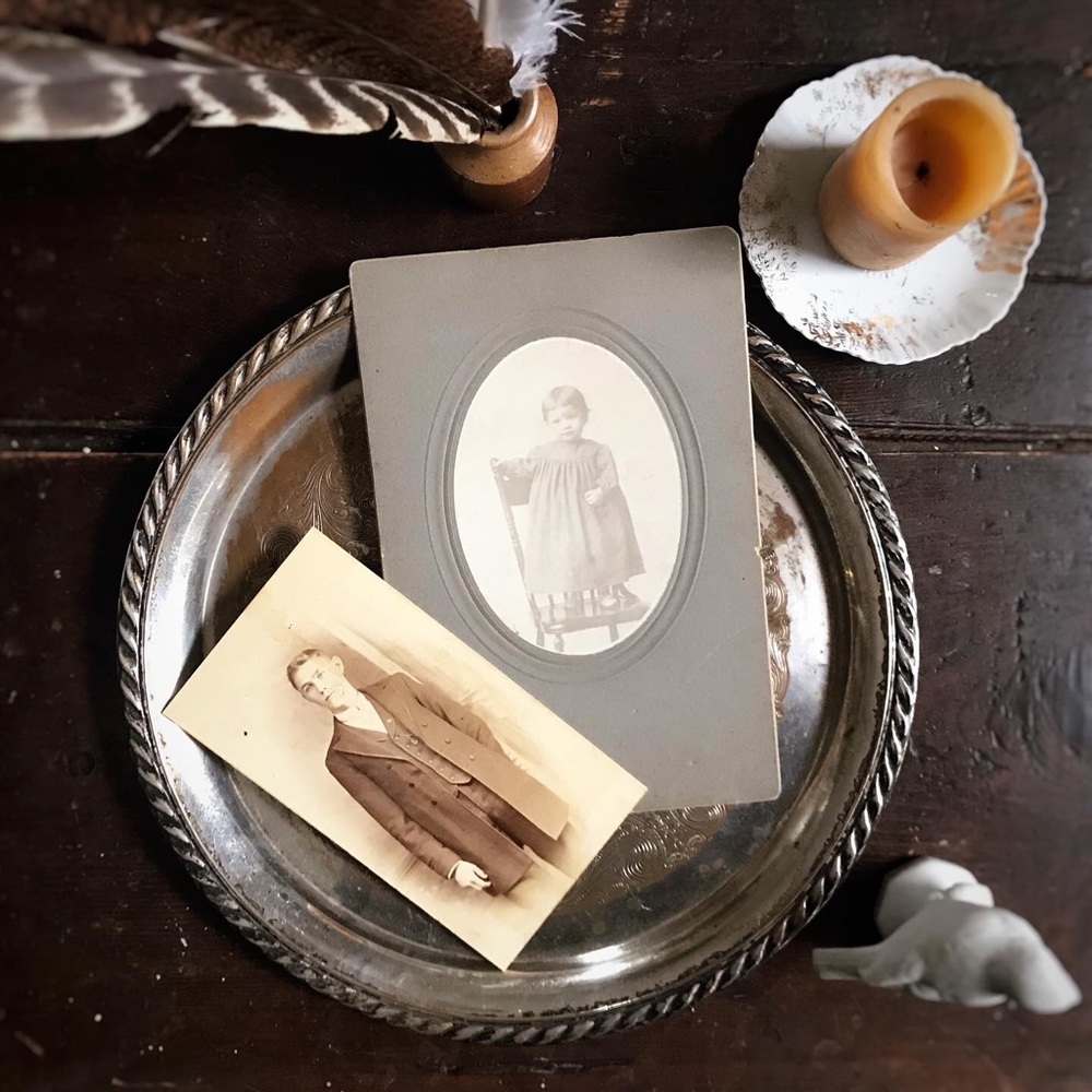 Antique Set of Two Portrait Photographs